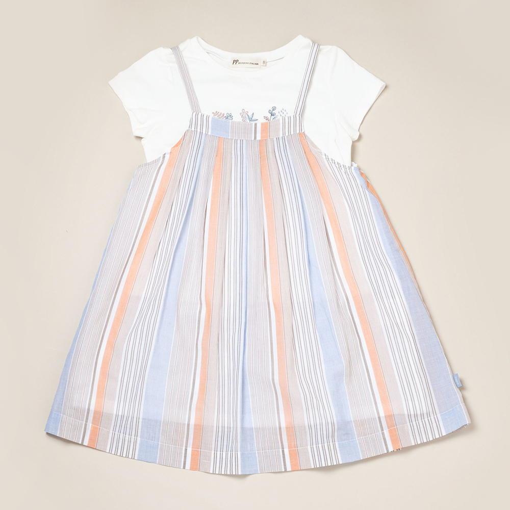 PIPPY 氣質刺繡兩件式純棉吊帶裙 橘紅