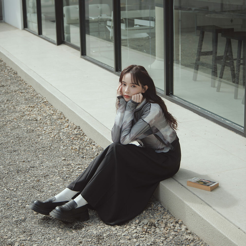 Special sfumato mesh short top in two colors【01098036】in stock+pre-order