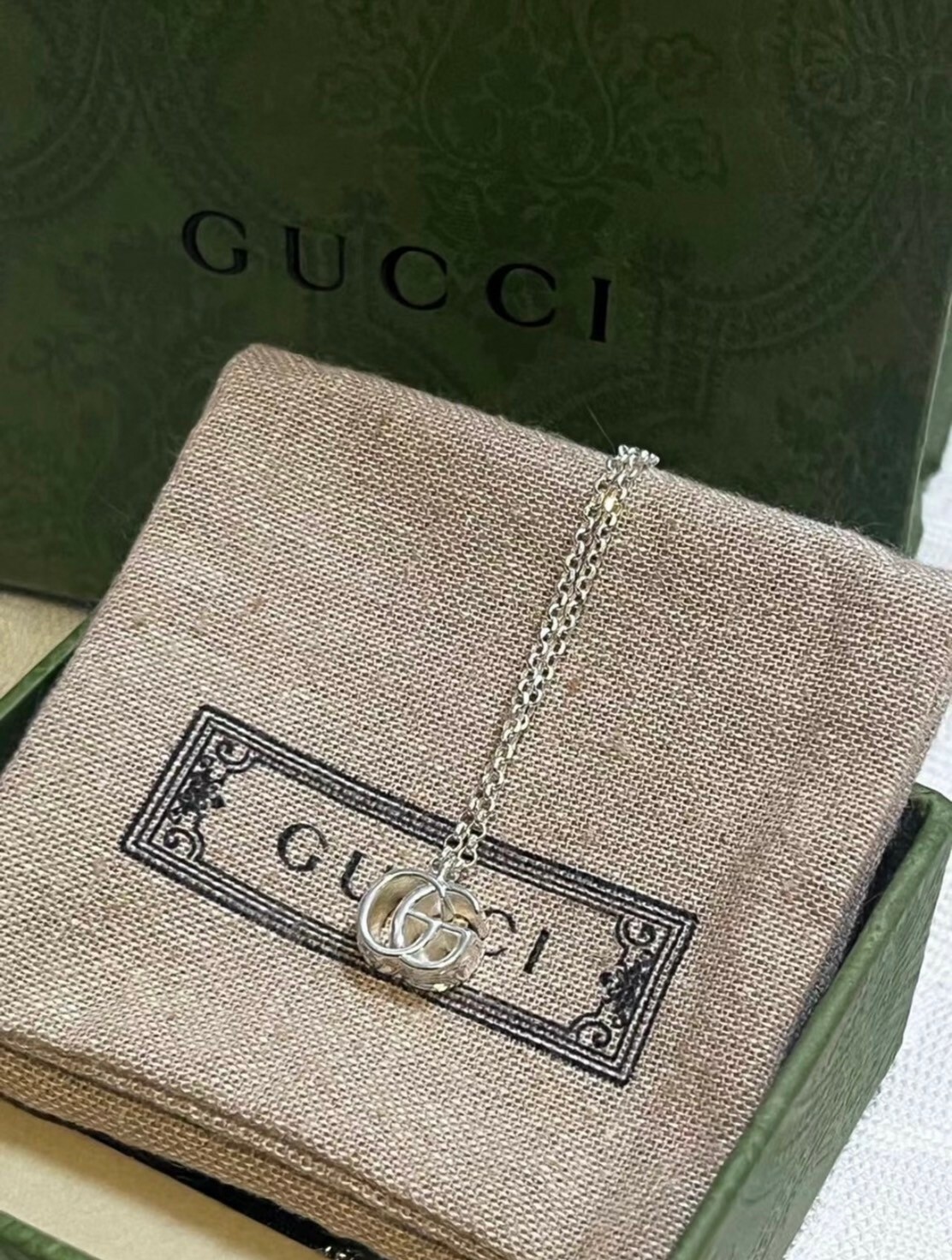 GUCCI Marmont 雙G Logo項鍊 925銀