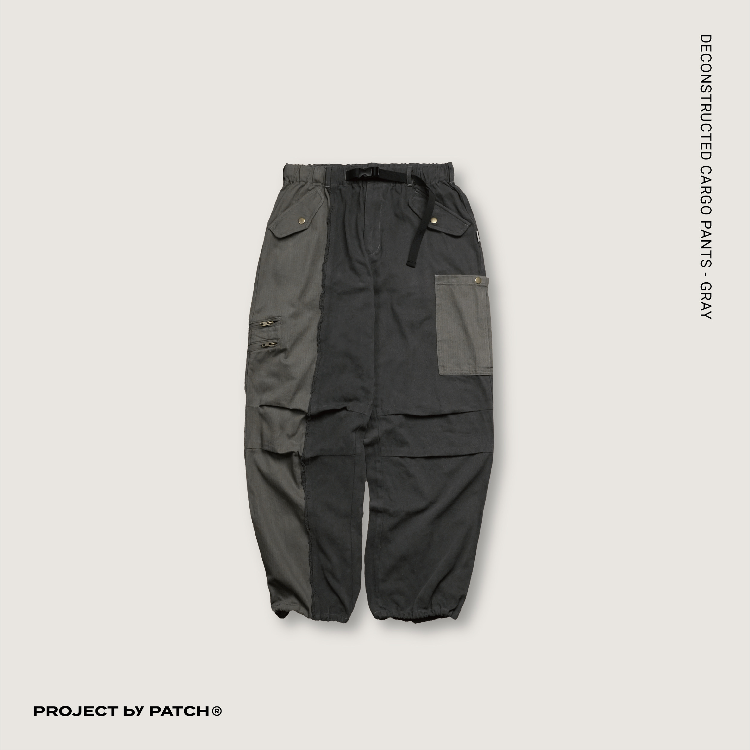P.B.P - DECONSTRUCTED CARGO PANTS  - GRAY