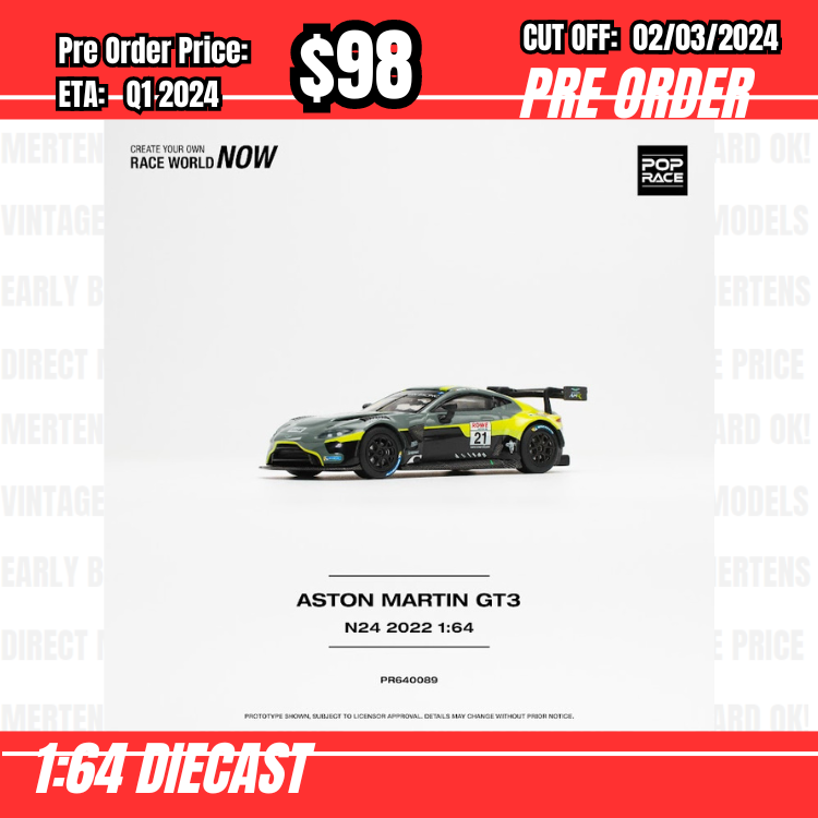 PO-$98  * Pop Race * 1:64 ASTON MARTIN GT3 N24 2022 [OD21/02]