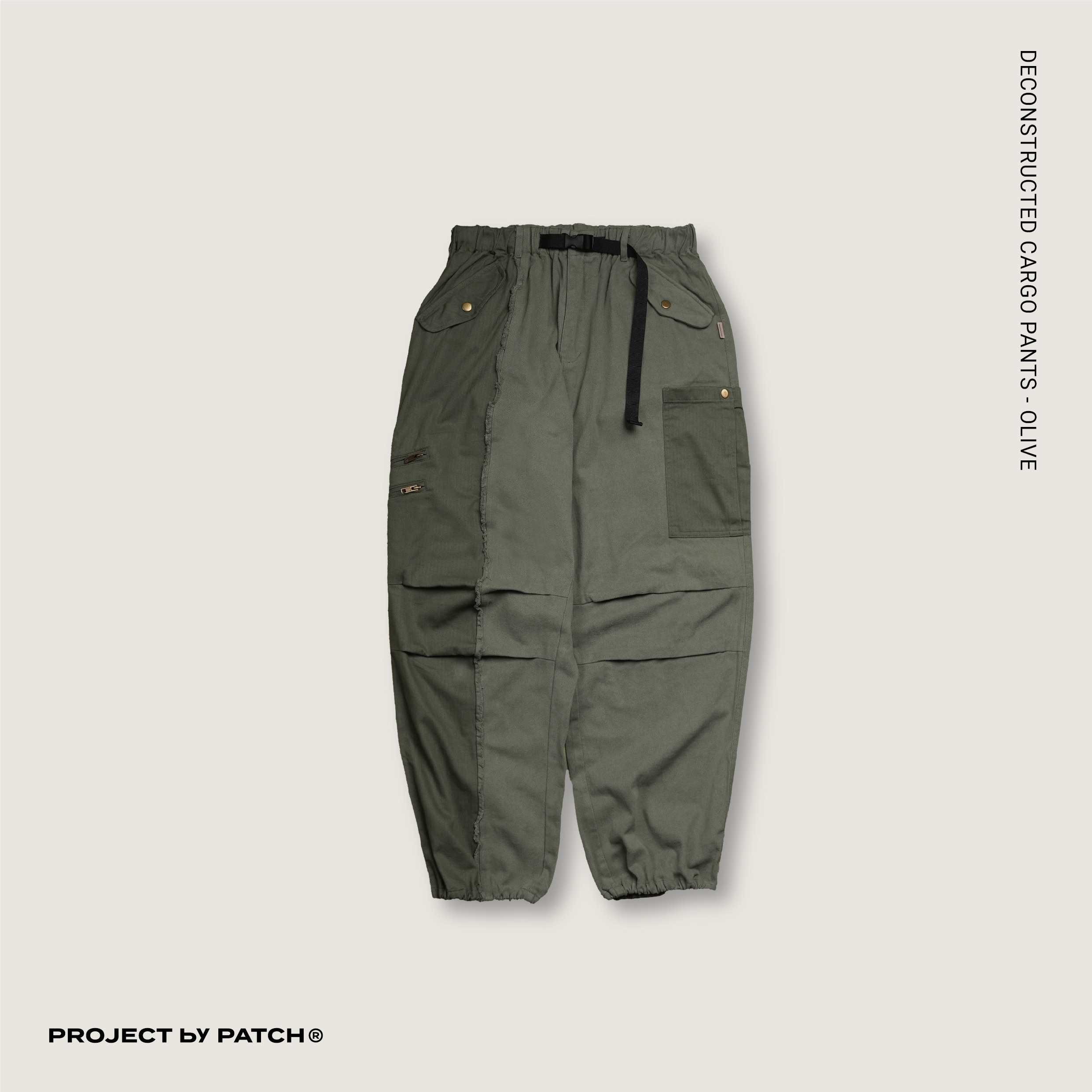 P.B.P - DECONSTRUCTED CARGO PANTS  - OLIVE