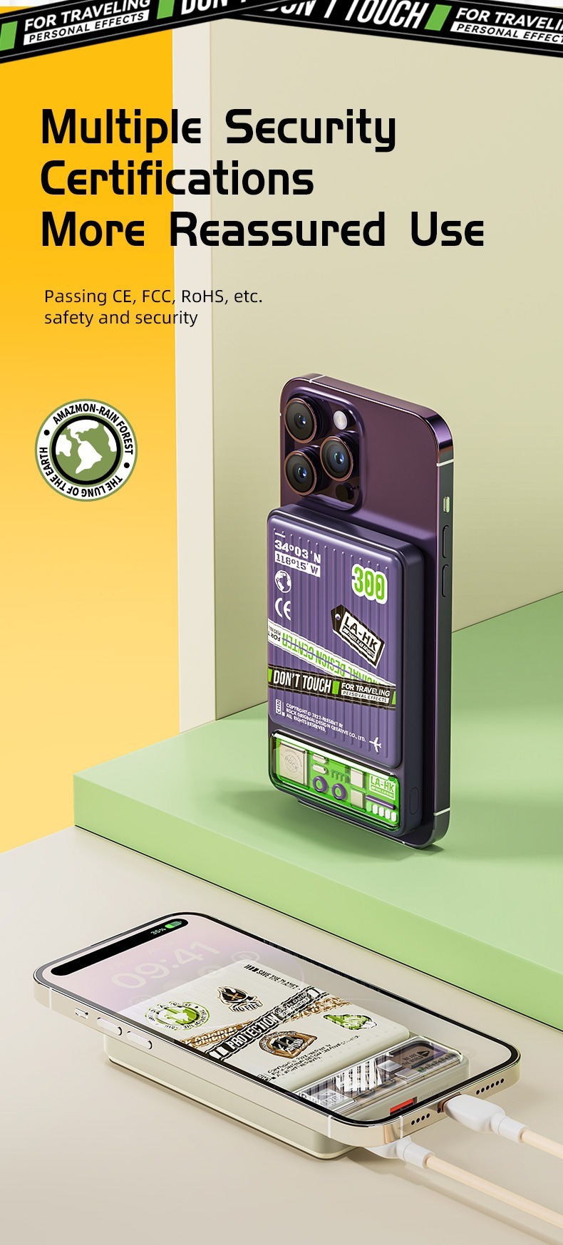 Rock  旅行專用 10000mAh超薄磁吸行動電源