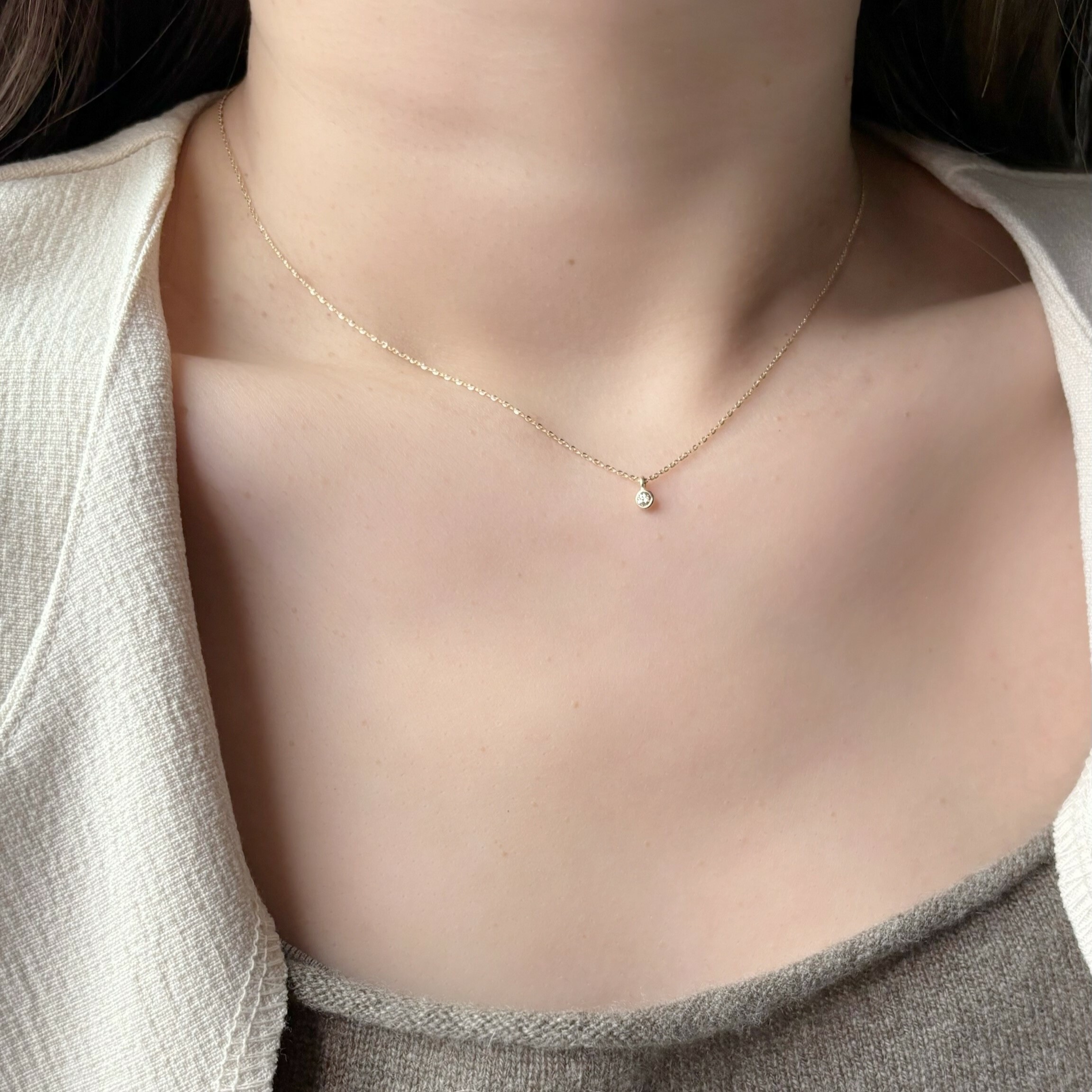 14K圓邊真鑽shinny鎖骨鏈