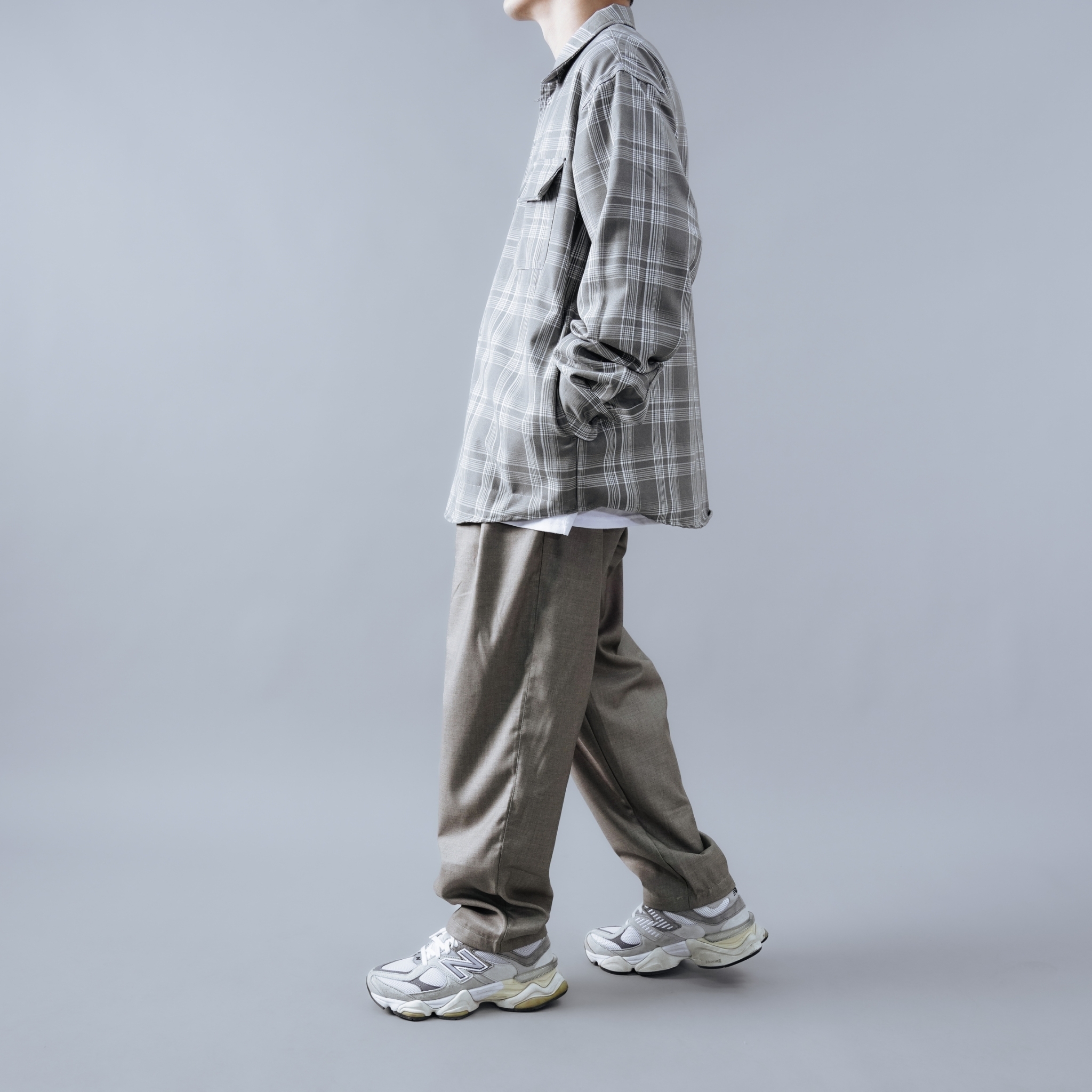 SBG 格紋寬鬆口袋長袖襯衫 SB1120