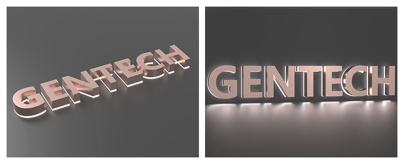 Gentech 背發光金屬立體字展示