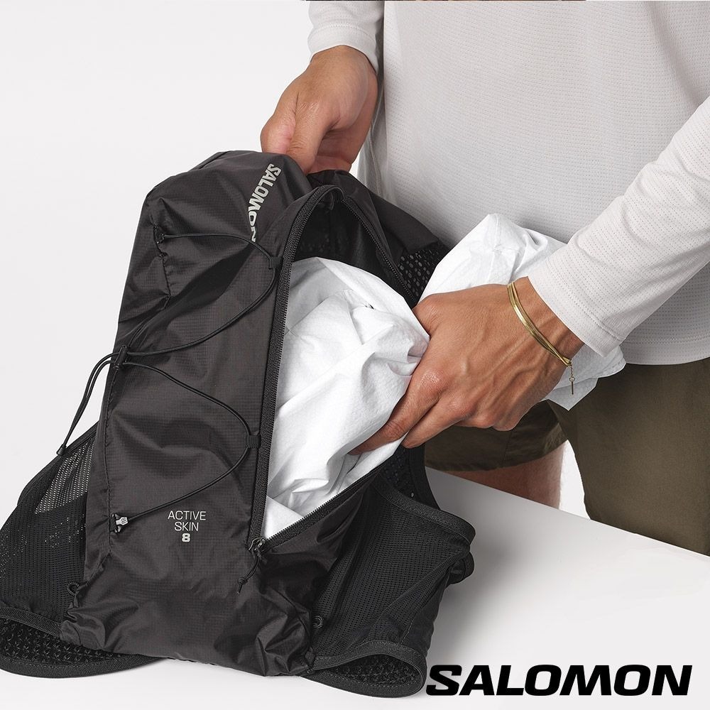 SALOMON ACTIVE SKIN 8 水袋背包組黑/金屬灰