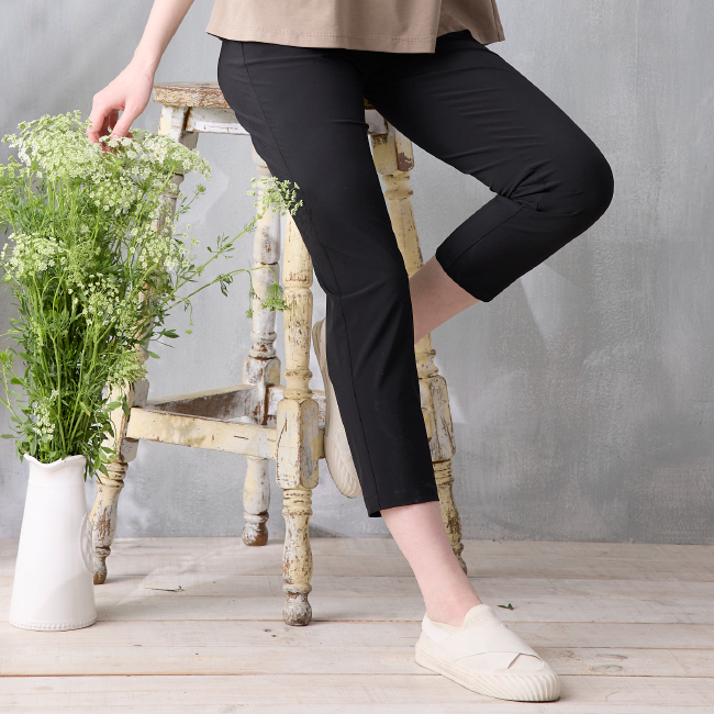 PIPPY素色超彈休閒長褲 黑