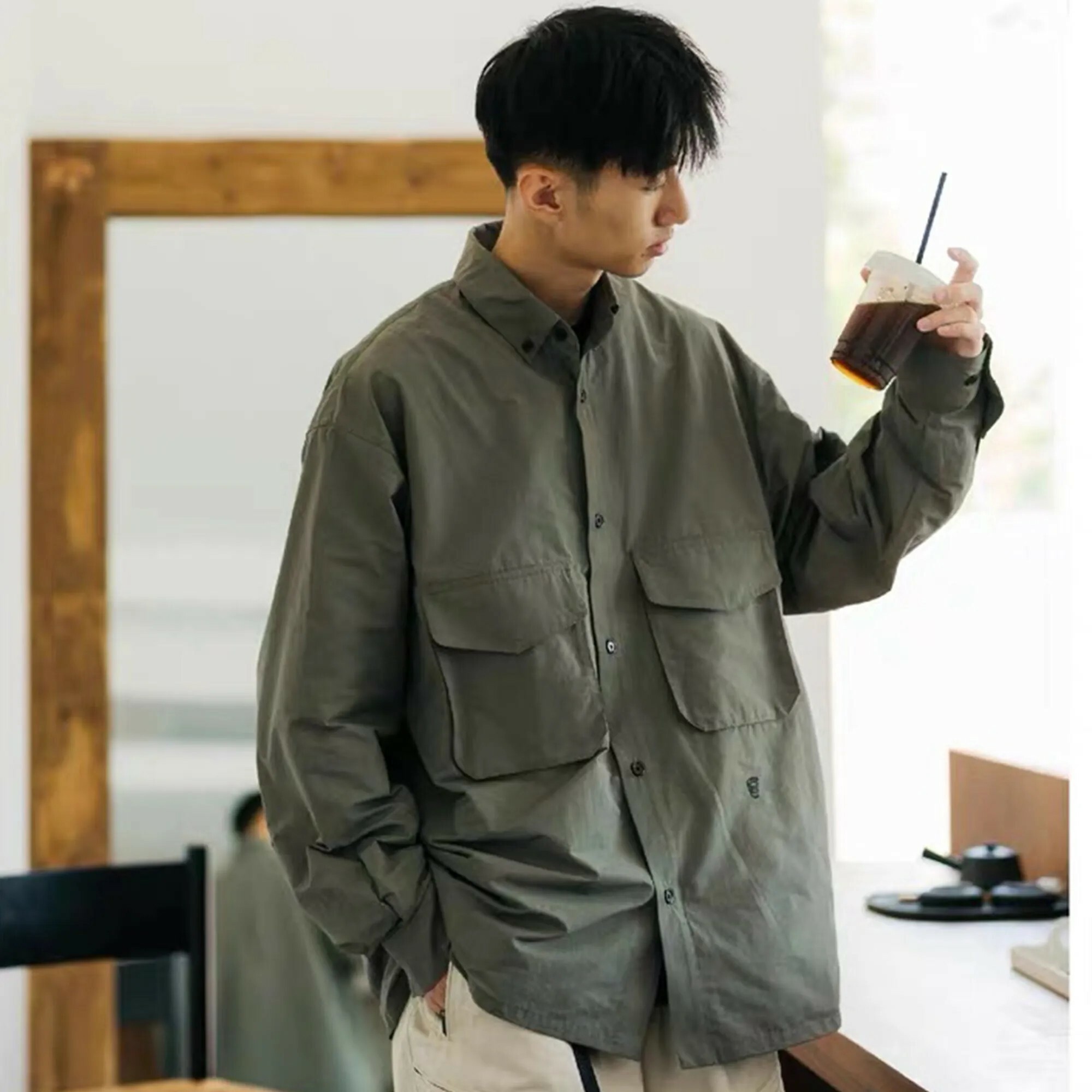 【現貨】BOHRHOO Hunter Shirts 獵裝 素色 長袖 襯衫 兩色