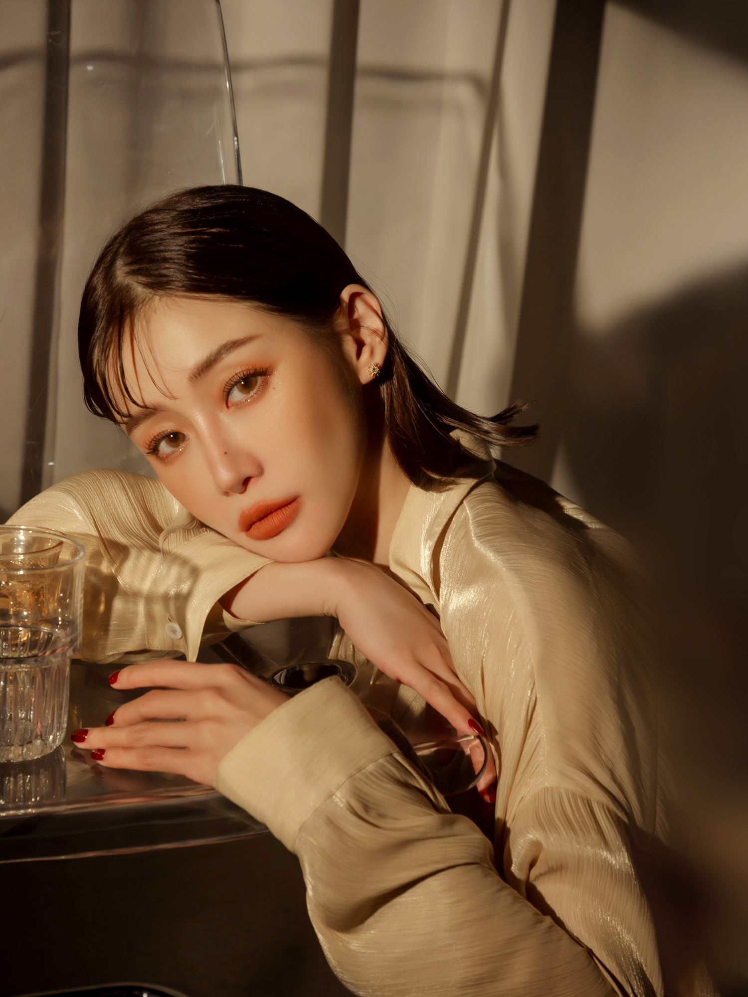 耀斑降臨。14KGP鋯石太陽純銀針耳環