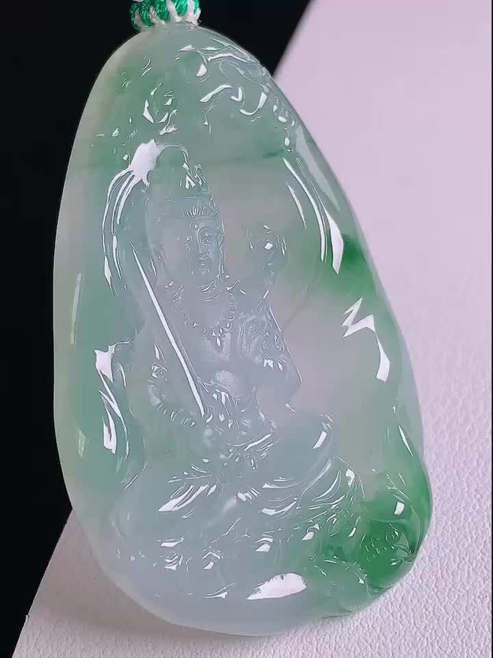 翡翠冰飄虛空藏菩薩,天然翡翠A玉, 緬甸玉, Jade, Jadeite