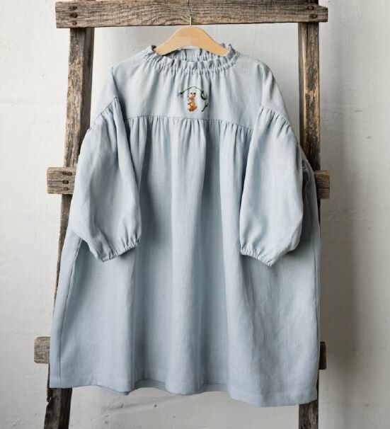 (預購)ALL THE BEAUTIFUL LINEN 亞麻刺繡泡泡洋裝 PARACHUTE DRESS