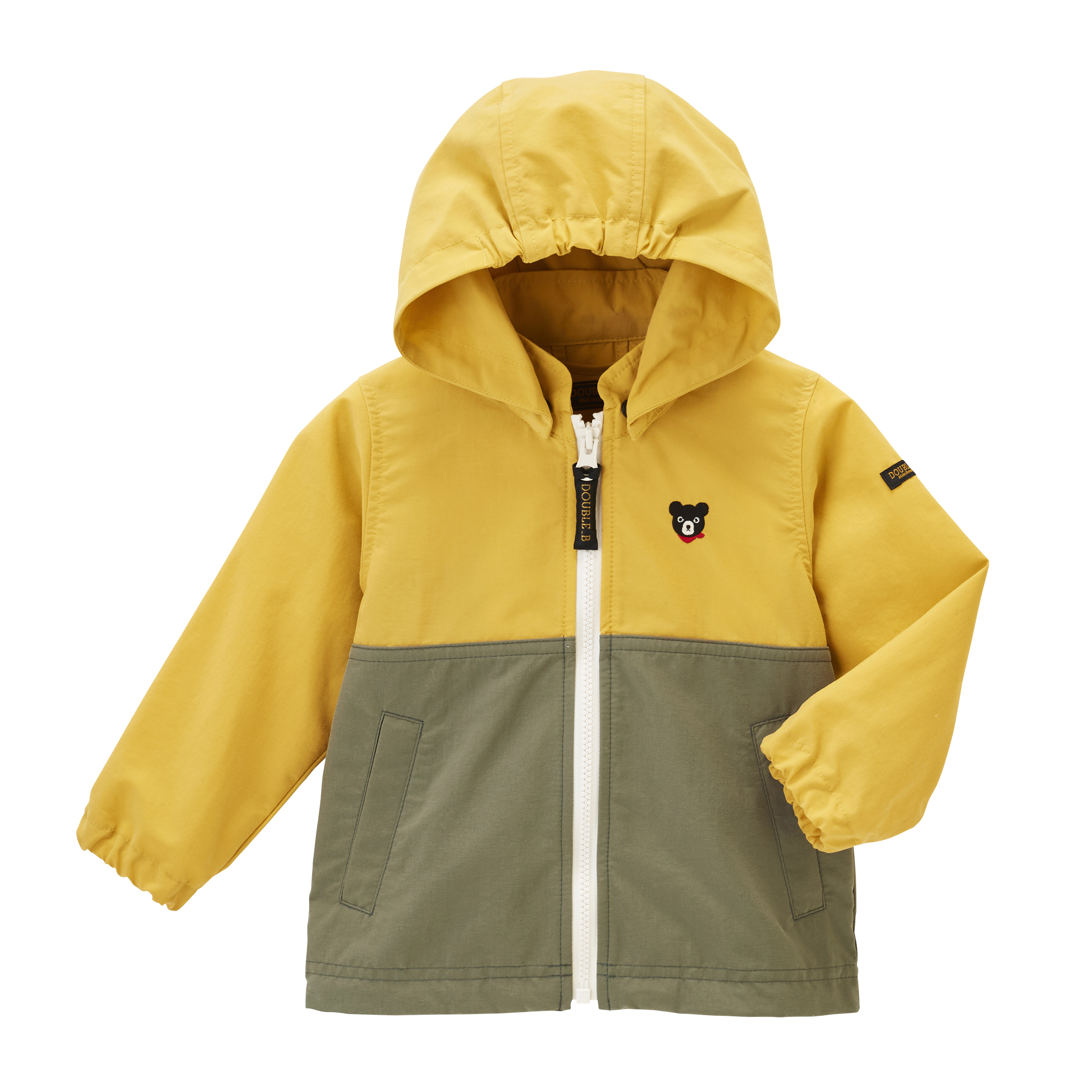 DOUBLE_B B君可拆式連帽防風外套-芥末