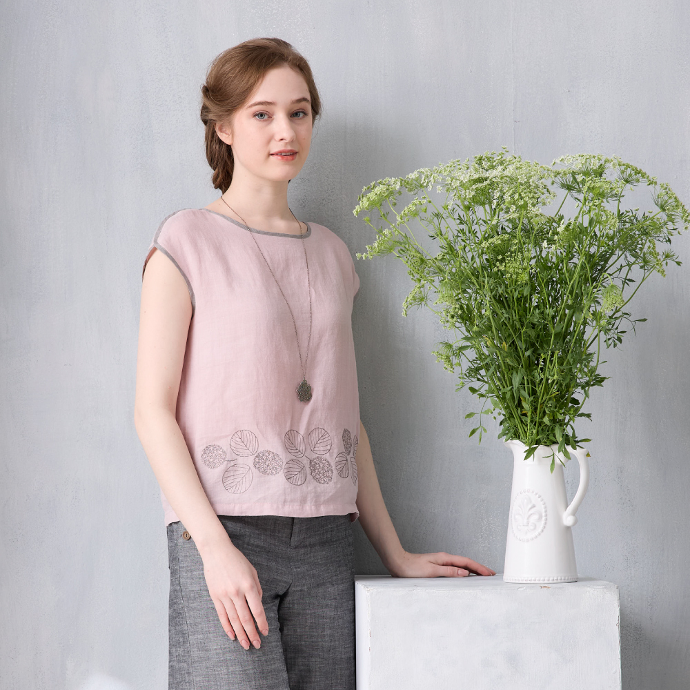 PIPPY優雅花朵精緻刺繡連袖上衣 粉