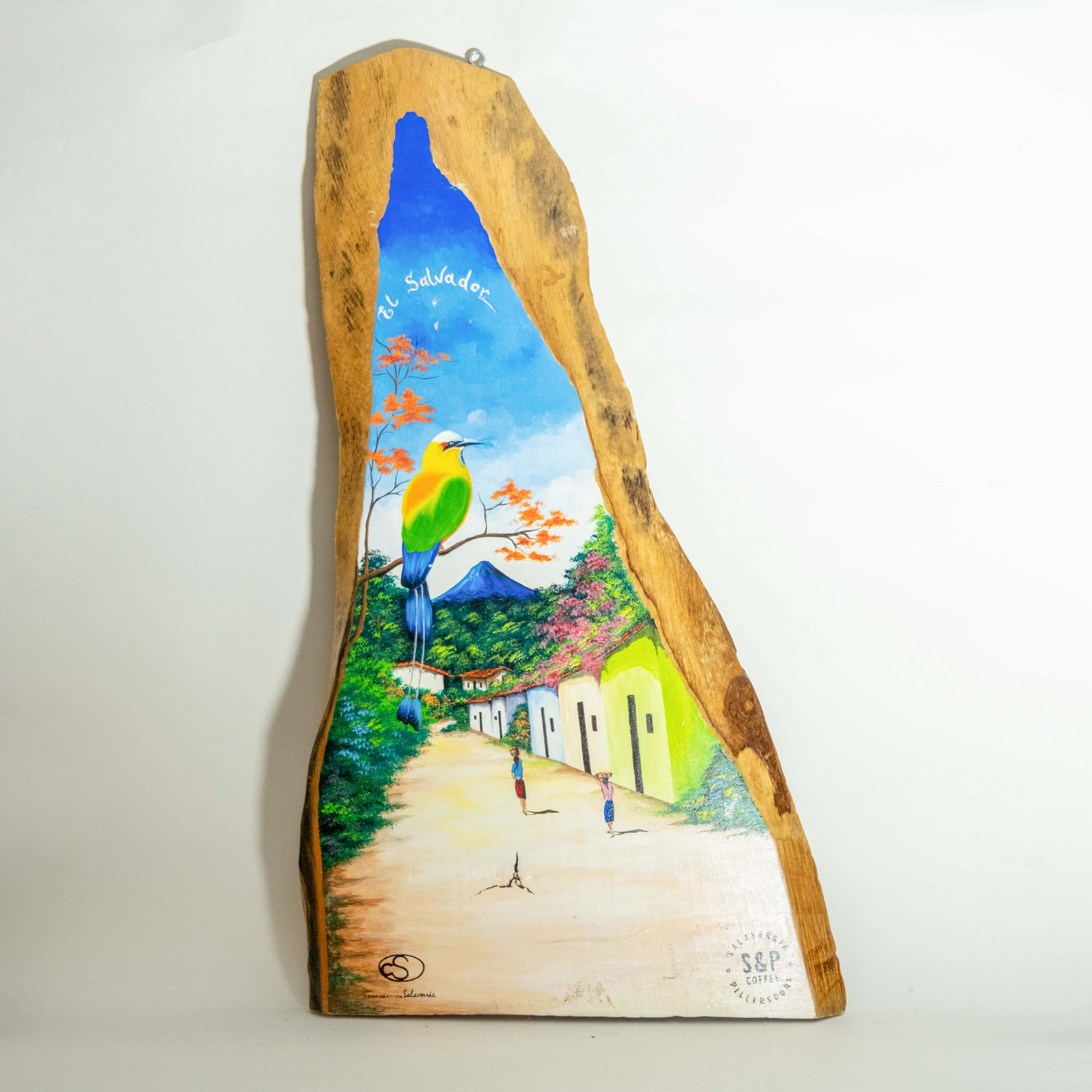 木雕壁飾｜彩繪風景畫｜薩爾瓦多