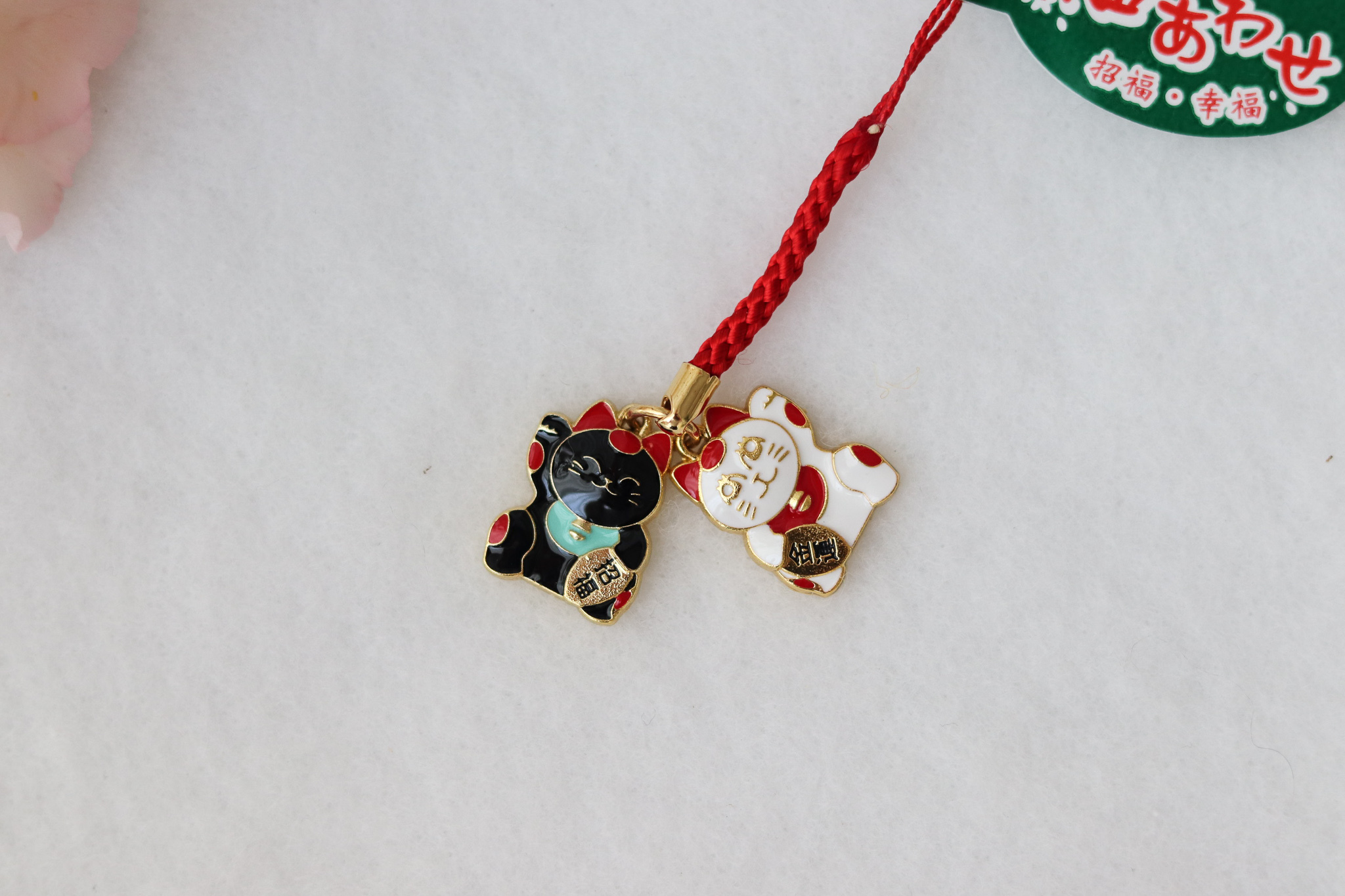 日本 金運招福 黑白招財貓 吊飾
