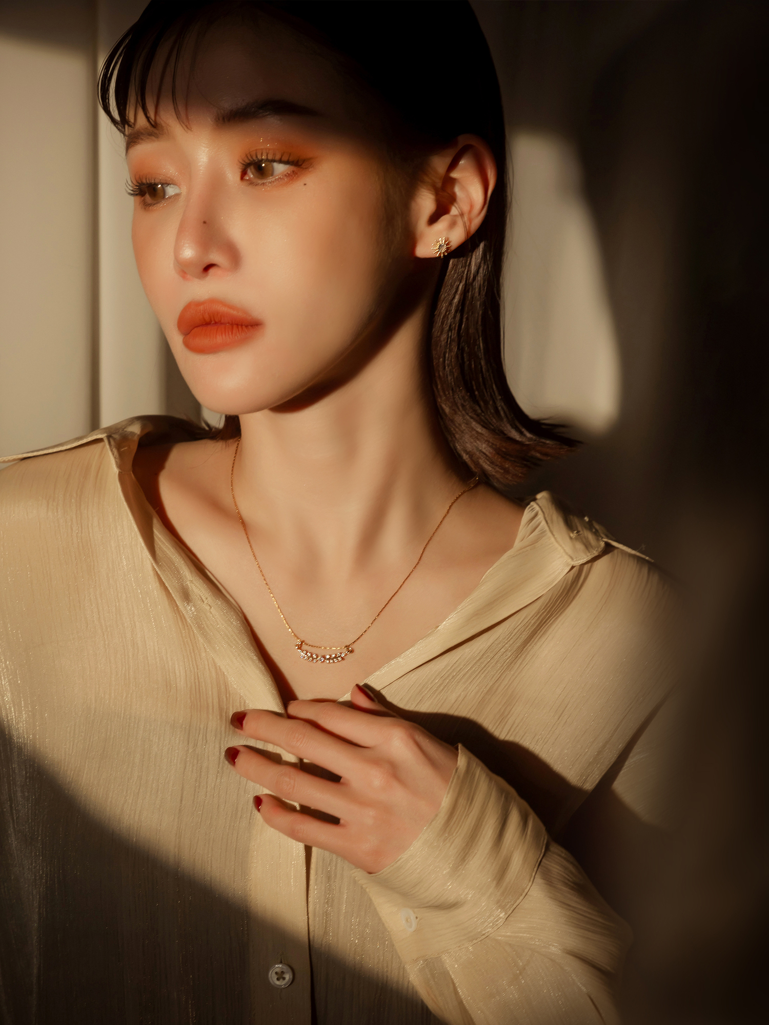 苒苒。MUCHAT手作14+18KGP鋯石葉片項鍊