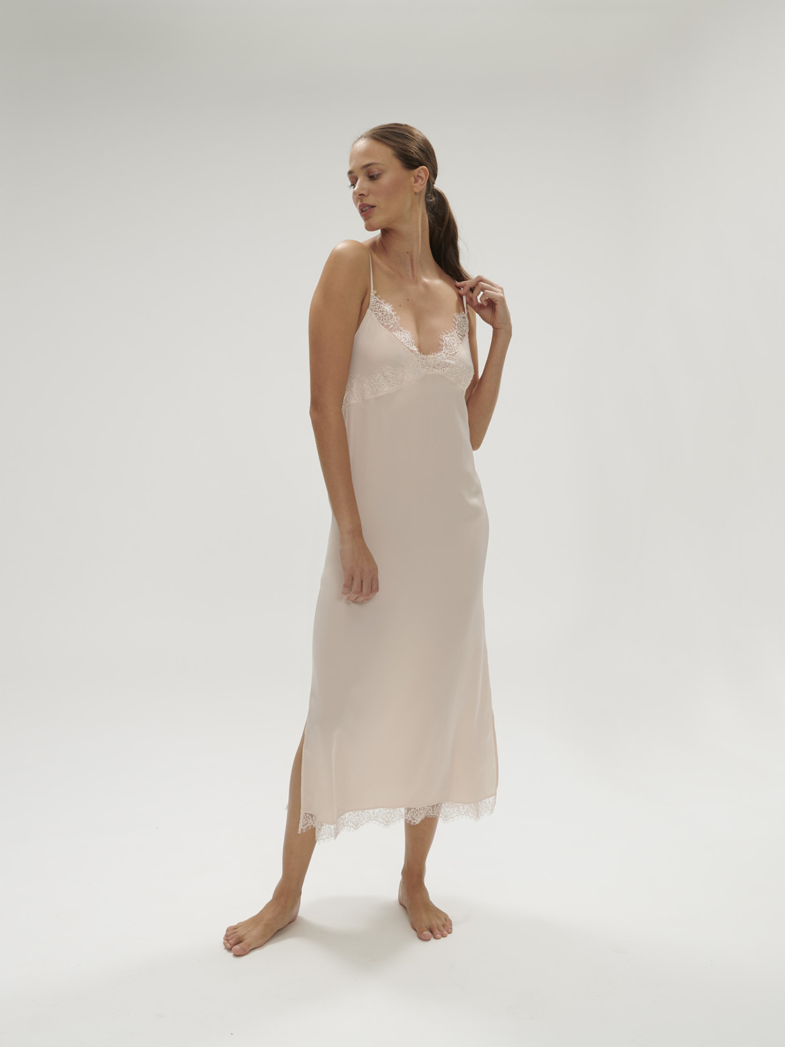 SATIN SECRETS 秘密 連身長襯裙 櫻花粉