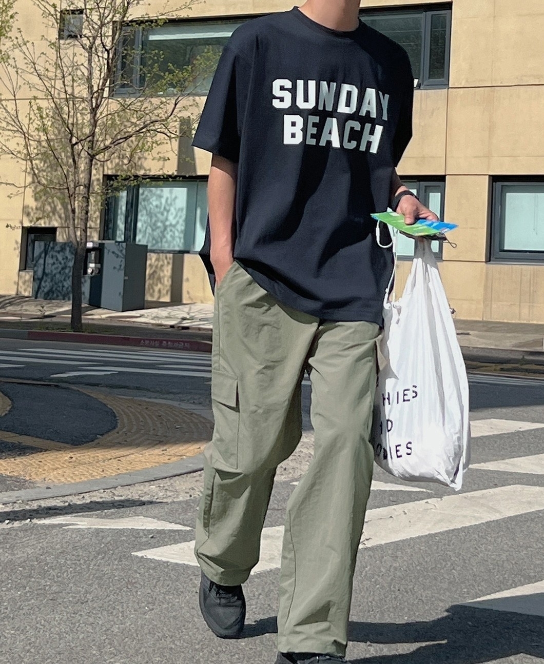 T+CC 休閒尼龍登山口袋工裝微寬褲 68717