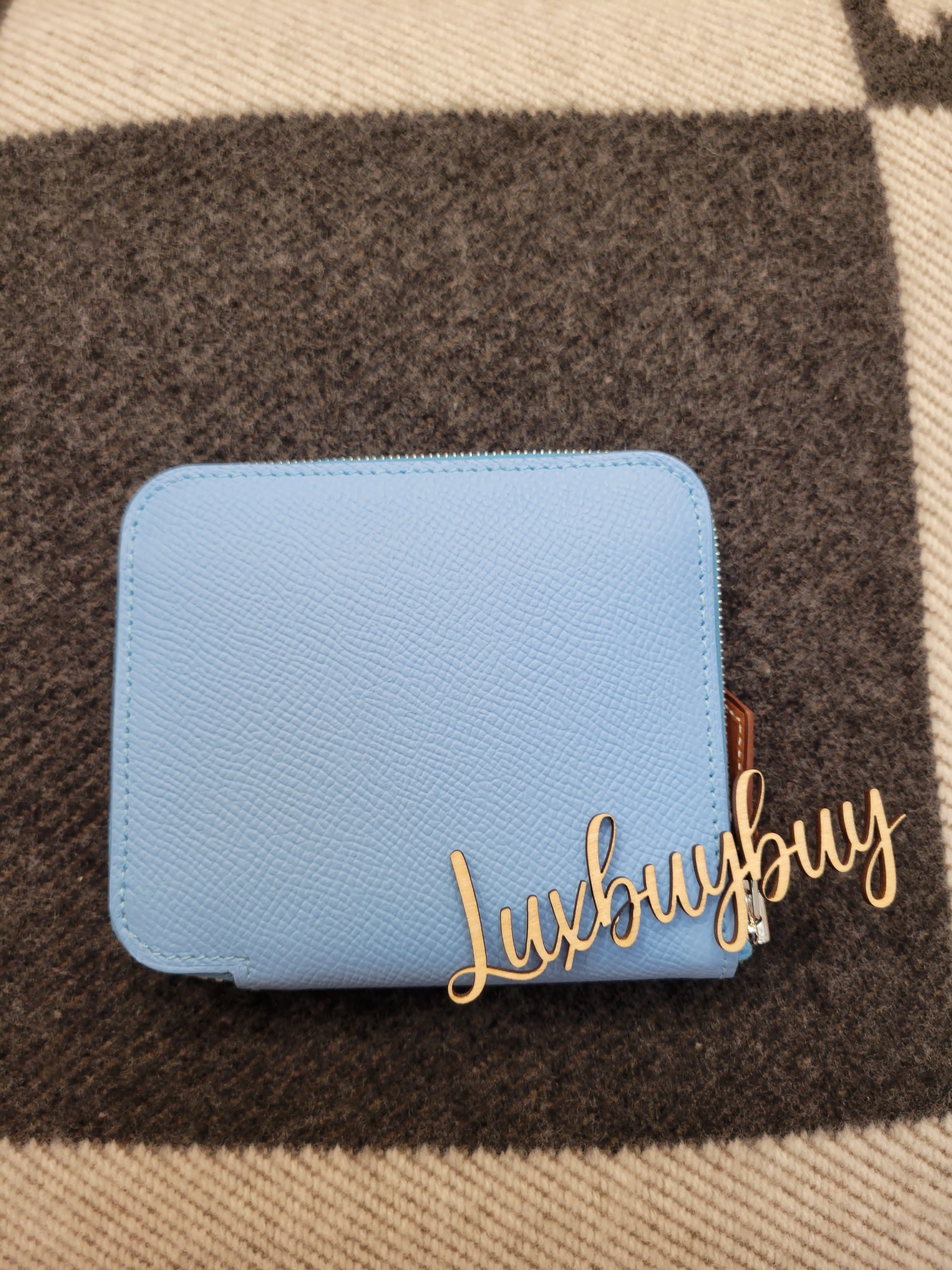 Hermes silk in compact 7N bleu Celeste 短銀包 7N糖果藍