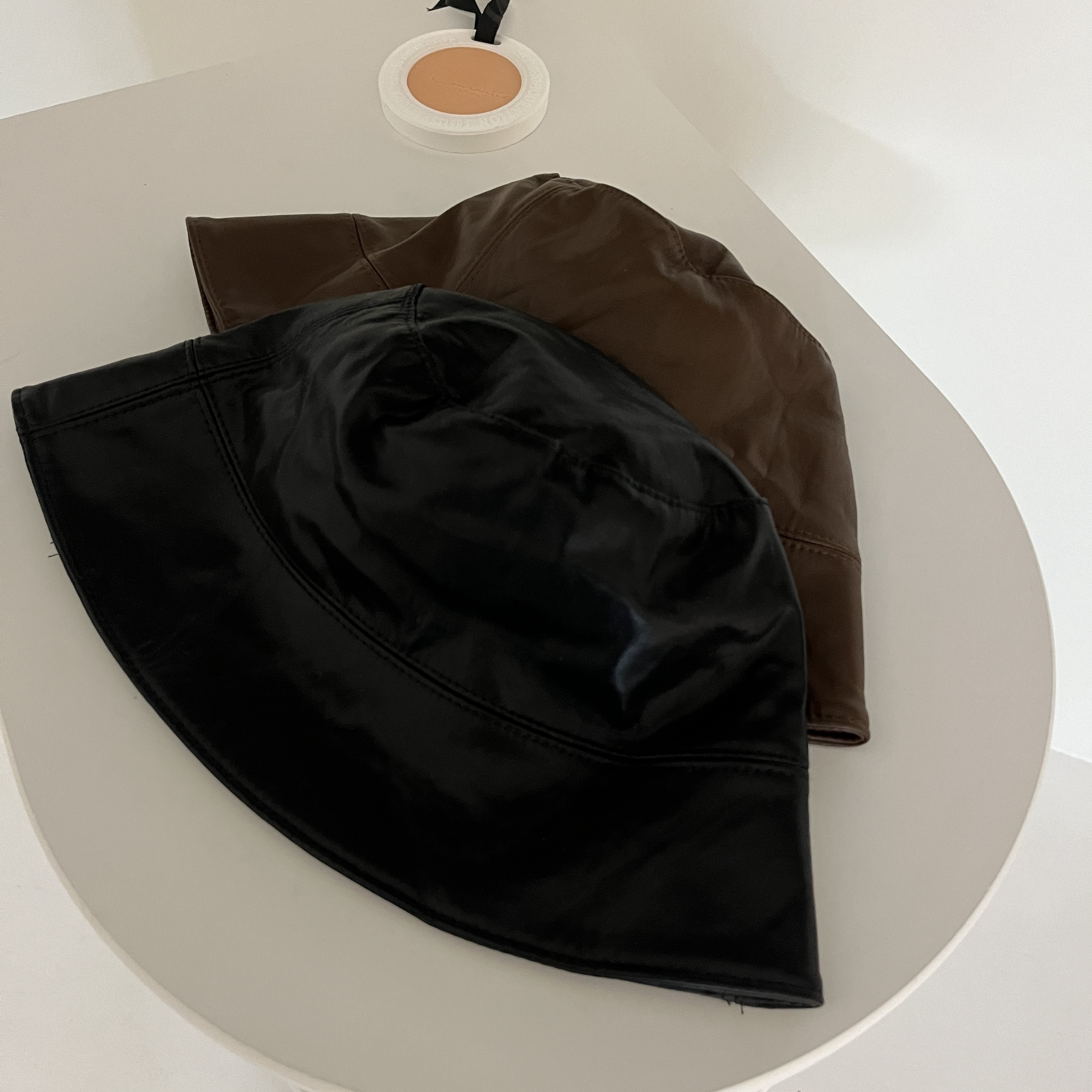 【韓國直送】韓版皮漁夫帽