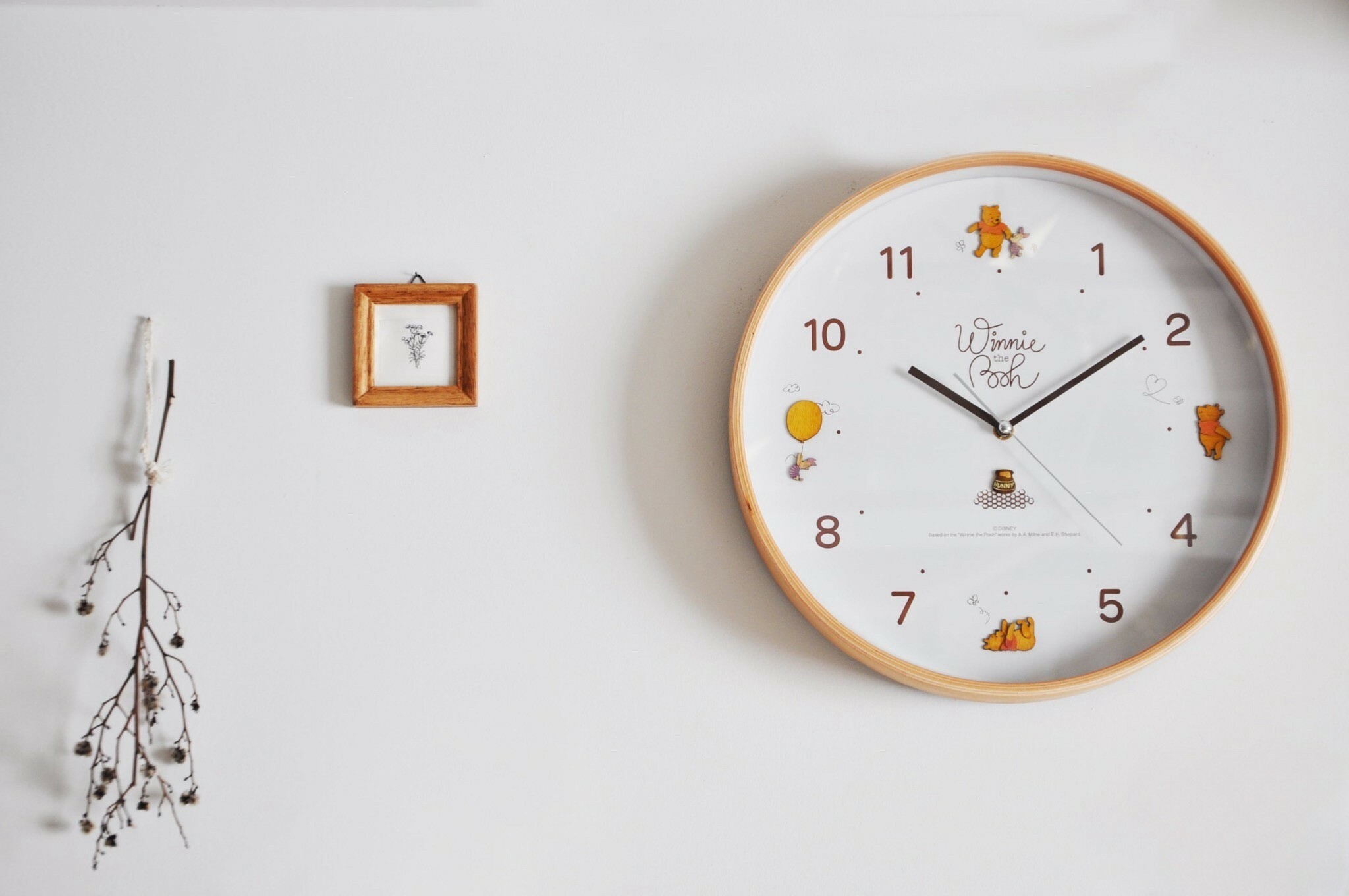 Disney Wood Parts Clock 小熊維尼  迪士尼 木質感 掛鐘 木製 靜音 時鐘 文青