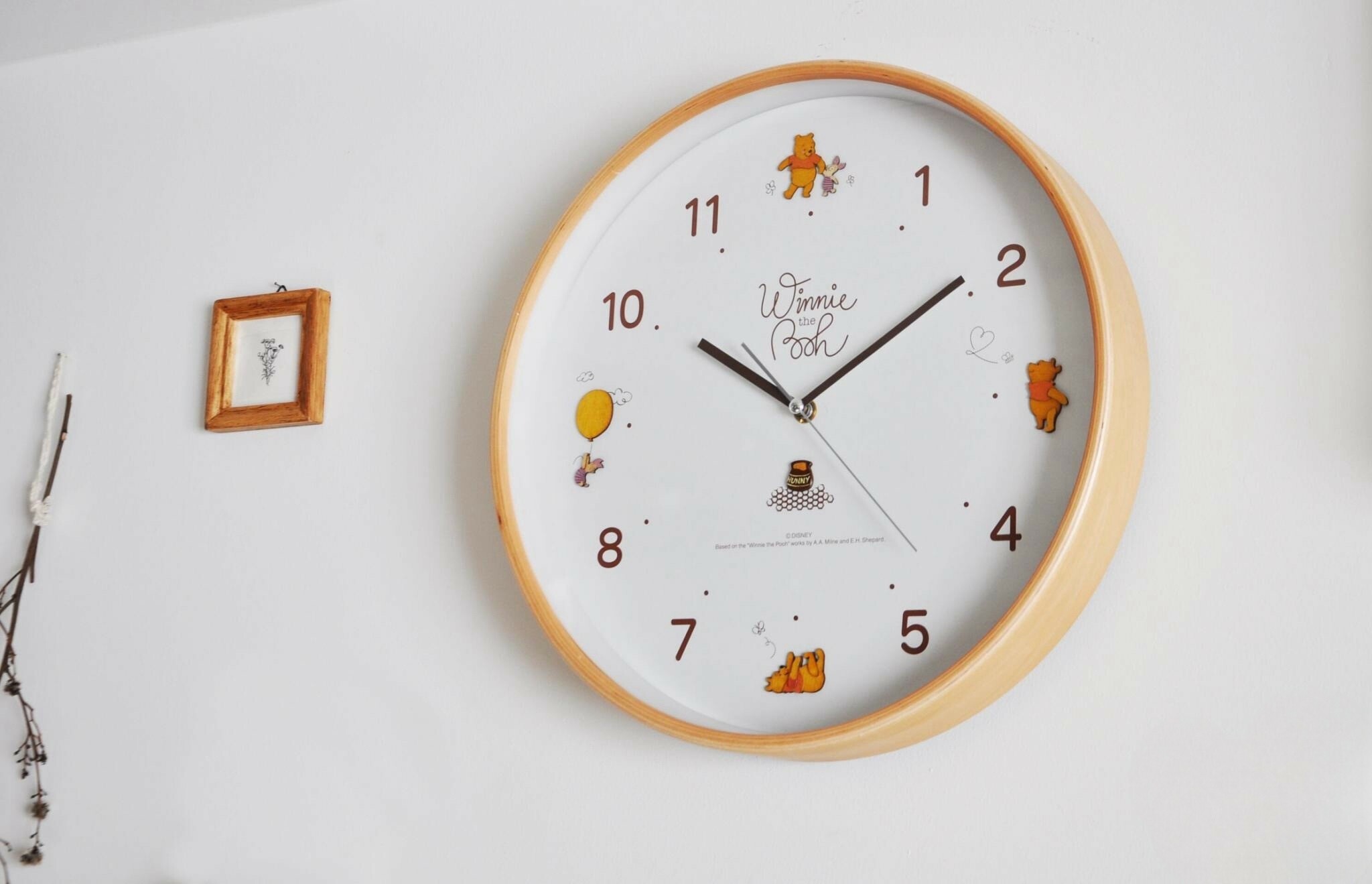Disney Wood Parts Clock 小熊維尼  迪士尼 木質感 掛鐘 木製 靜音 時鐘 文青