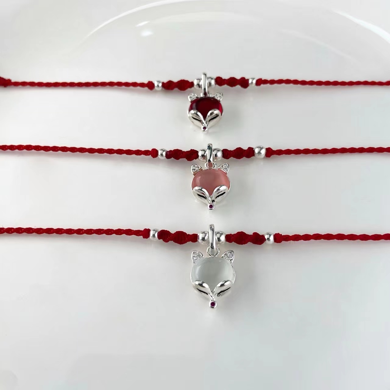 開運．純銀小狐狸貓眼石手鍊