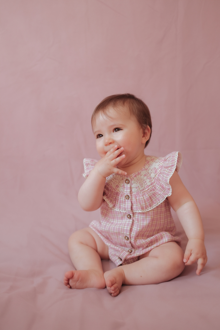 LOUISEMISHA│Jade Rompers立體荷葉包屁衣．Fuchsia Tartan Joy