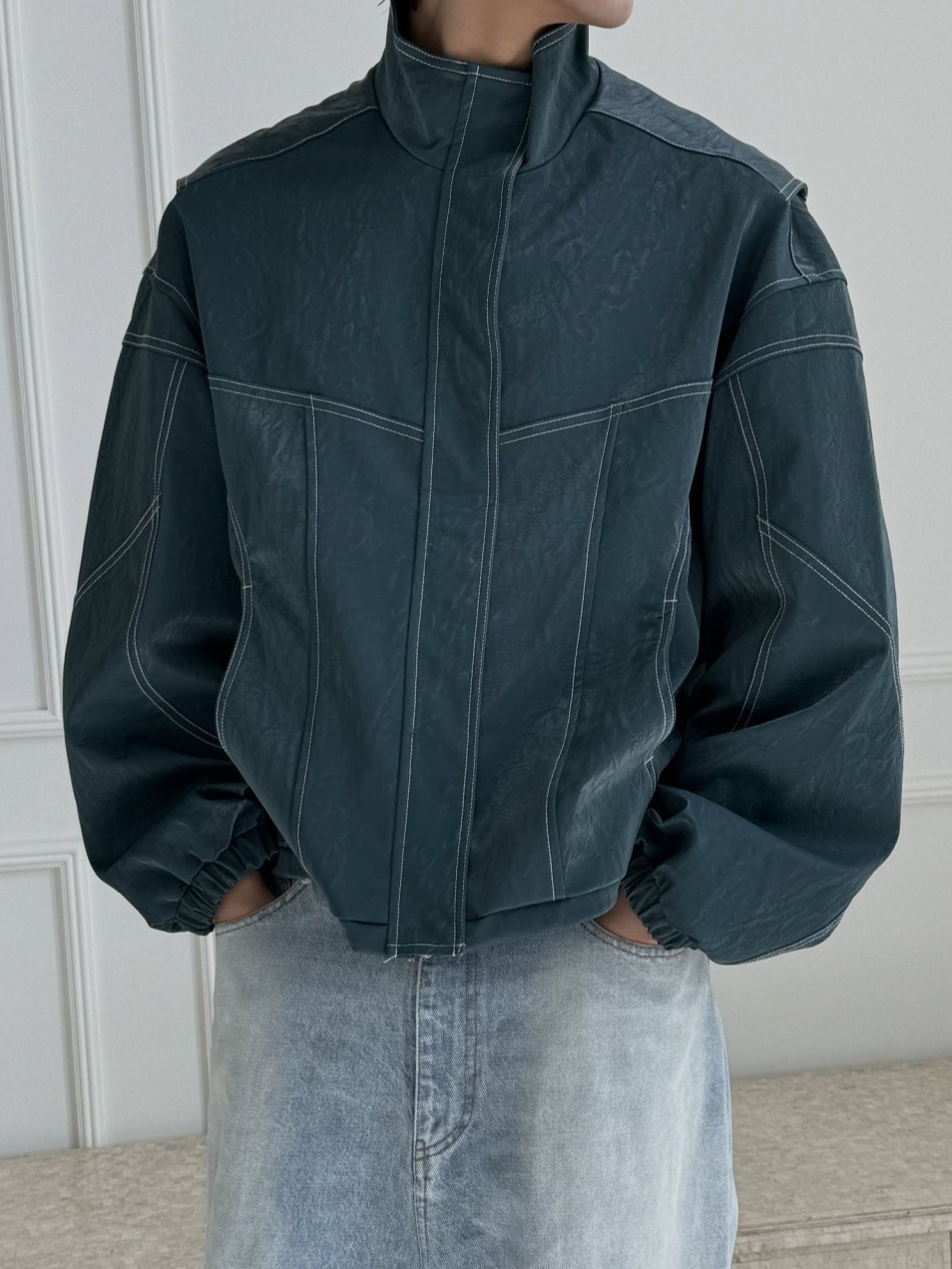 柔軟光澤皮夾克外套