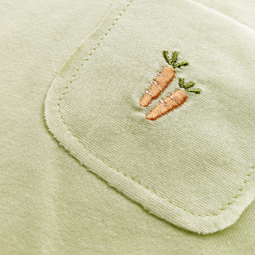 有機埃及棉嬰幼兒BD口袋薄長T-嫩綠 | 藍天畫布有機棉