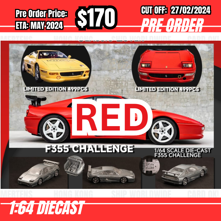 PO-$170 * Classic Lover * 1:64 Ferrari F355 Challenge Red [OD21/02]