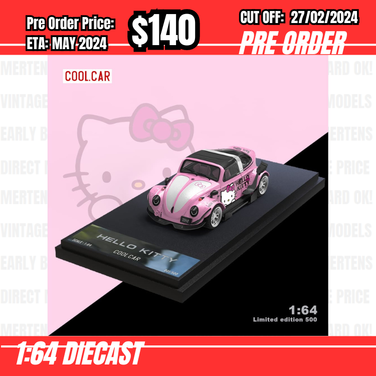 PO-$140 * Time Micro * 1:64 Volkwagen RWB Beetle Targa Light Pink [OD21/02]