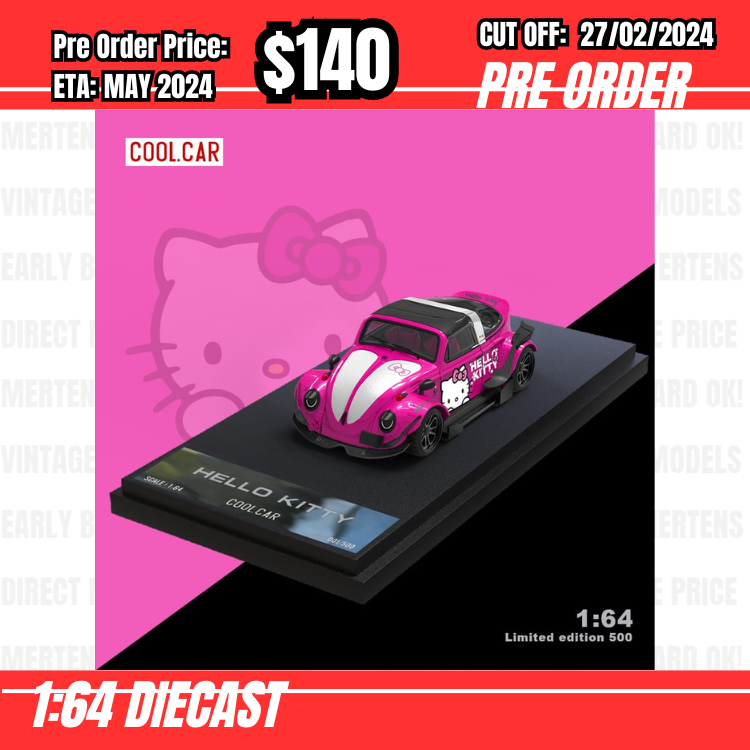 PO-$140 * Time Micro * 1:64 Volkwagen RWB Beetle Targa Pink [OD21/02]