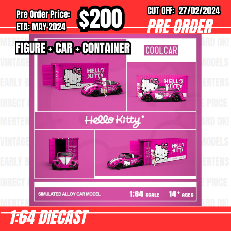 PO-$200 * Time Micro * 1:64 Volkwagen RWB Beetle Targa Pink + Figure + Container [OD21/02]