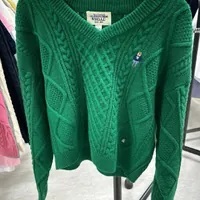 [S] WHO.A.U STEVE V-NECK CROPPED TWIST PULLOVER,GREEN, WHKAD4V11F-GREEN (SWAU296)