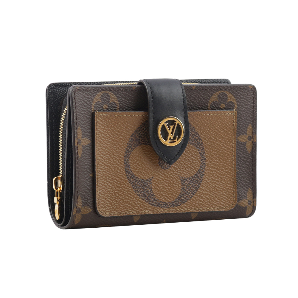 【Louis Vuitton / LV】Juliette 金色圓圈標誌三色對開零錢袋釦式短夾 M69432