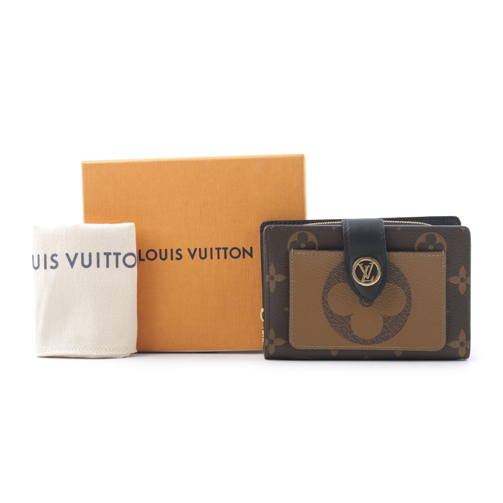 【Louis Vuitton / LV】Juliette 金色圓圈標誌三色對開零錢袋釦式短夾 M69432