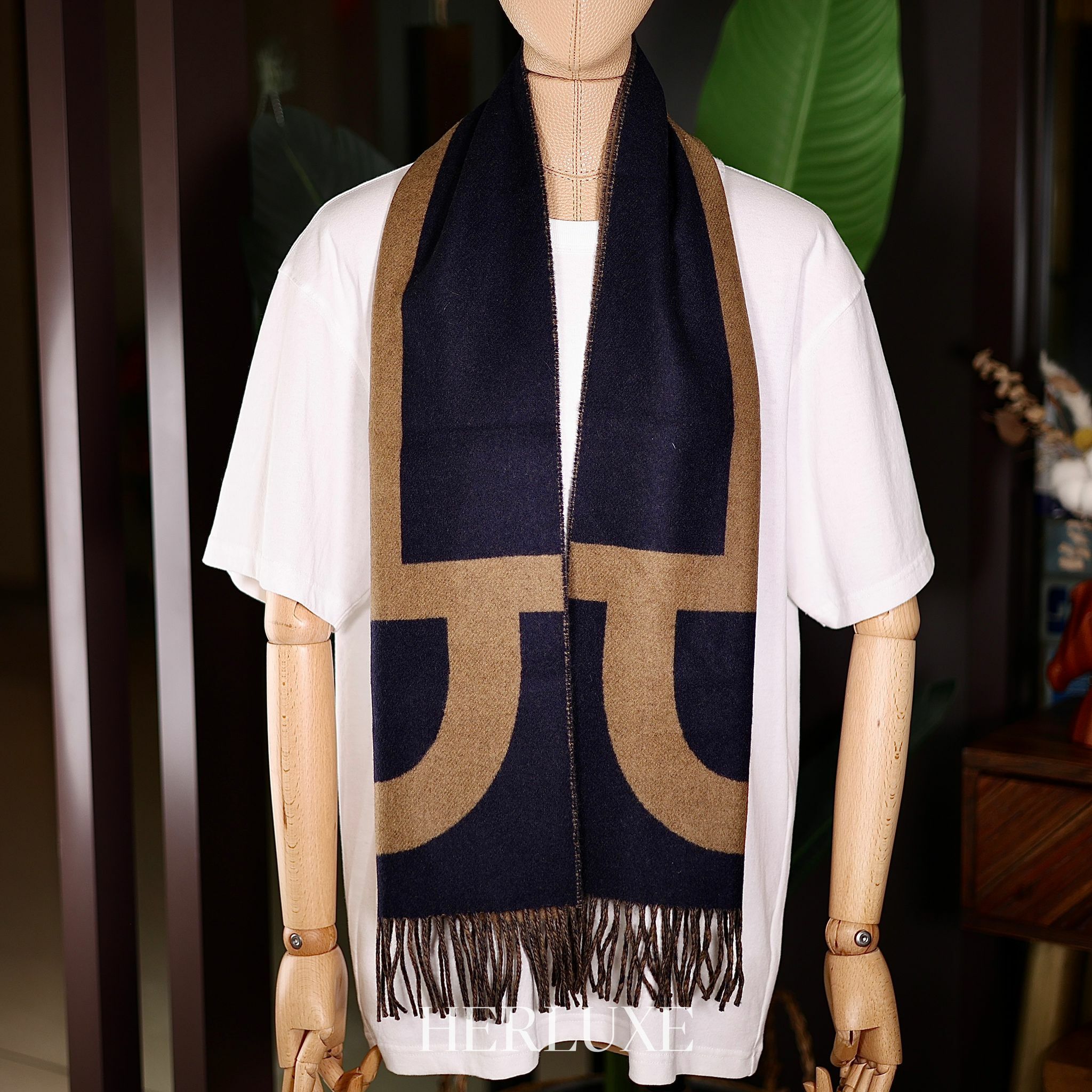 Casaque Grand Mors muffler  Marine / Bronze 30 x 140 cm