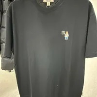 [S] WHO.A.U STEVE LOOSE FIT EMBROIDERY SHORT SLEEVE T-SHIRT,BLACK, WHRAD2311U01-BLACK (SWAU301)