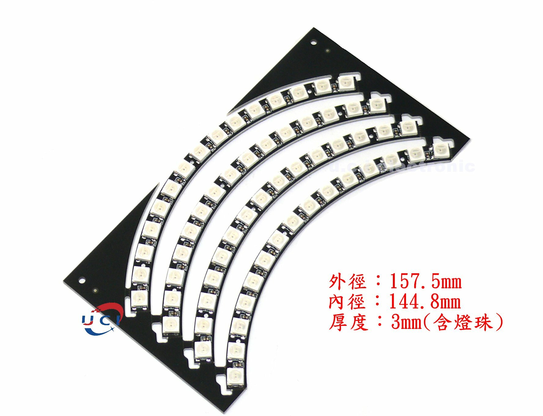 【UCI電子】(W-5) WS2812 - 60位全彩驅動LED 彩燈Ring Wall Clock環形燈1/4 可級聯