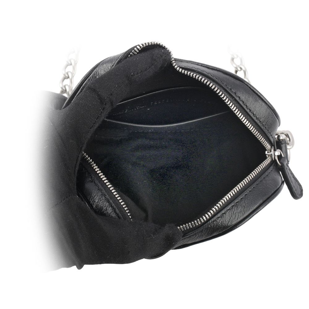 【BALENCIAGA】Le Cagole 銀鍊小羊皮迷你愛心包(黑色) 722781 1VG9Y 1000