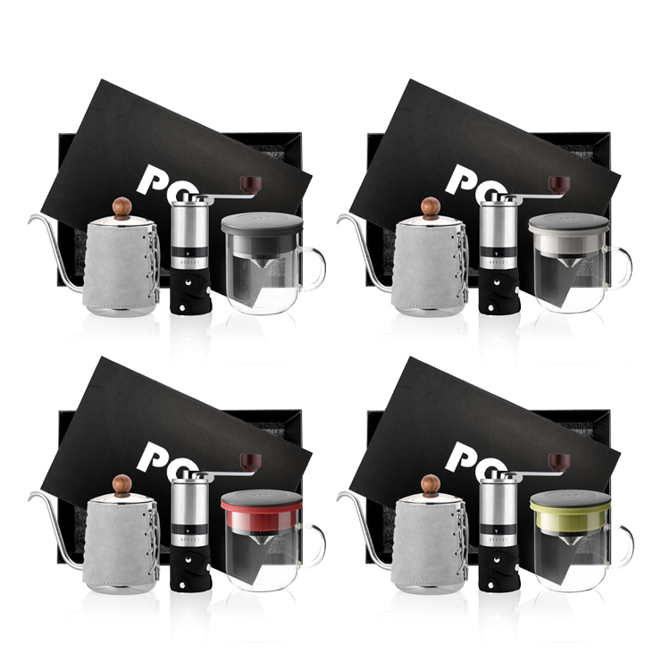 (預購4月底出貨)PO: 丹麥手沖咖啡三件禮盒組2.0(咖啡壺-共2色/玻璃杯350ml-共4色/不銹鋼磨芯咖啡磨)