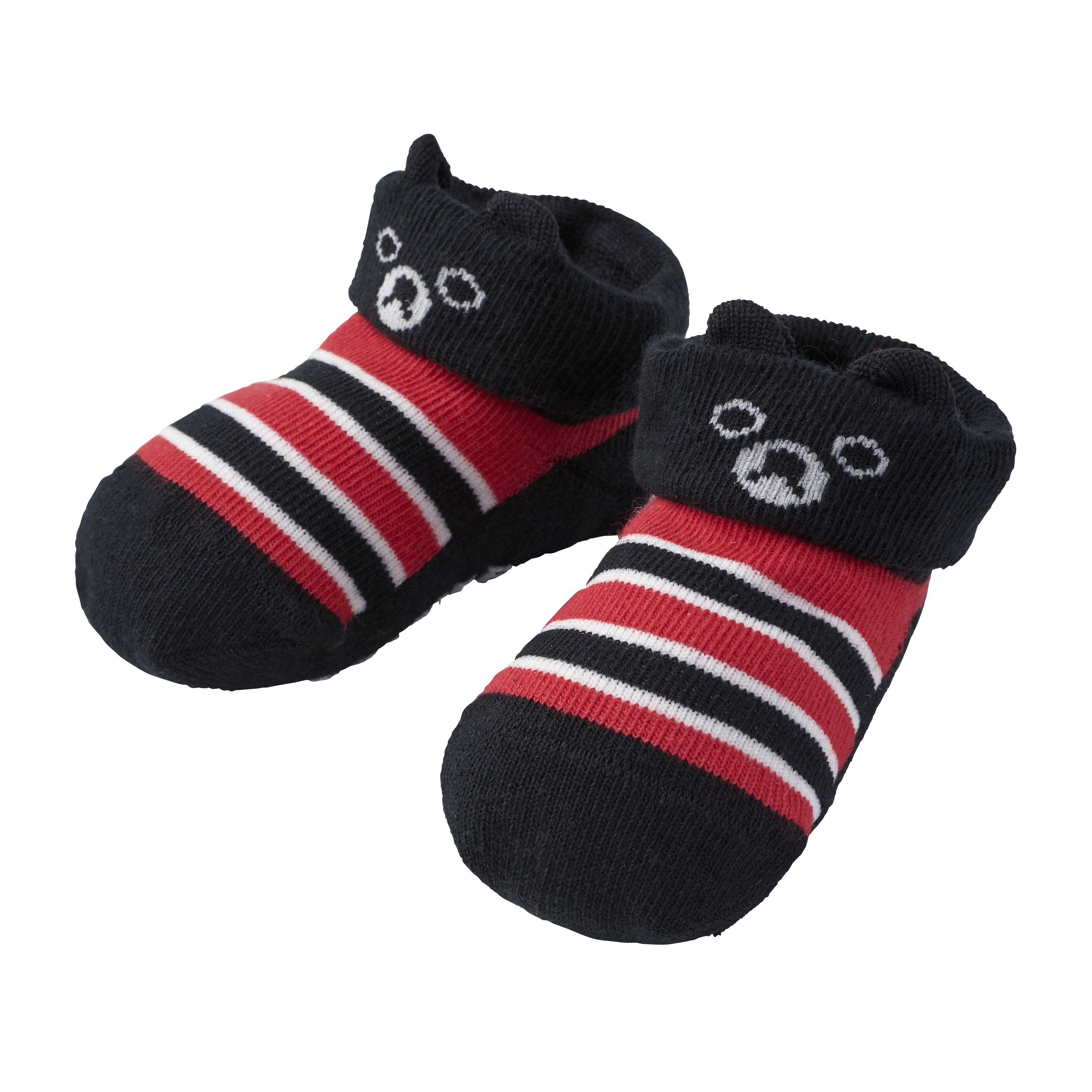 DOUBLE_B B君條紋嬰兒襪-黑