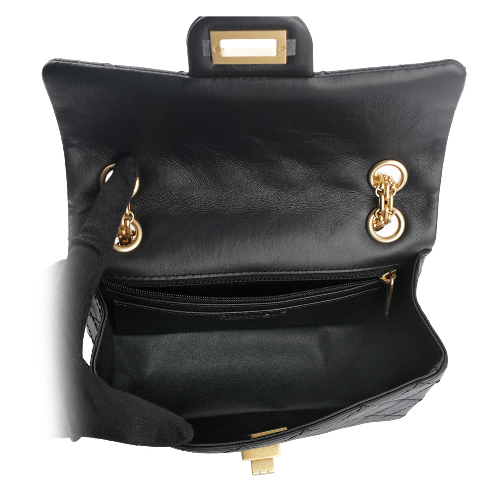 【CHANEL】復古小牛皮2.55迷你口蓋包(黑色) AS0874 Y04634 94305