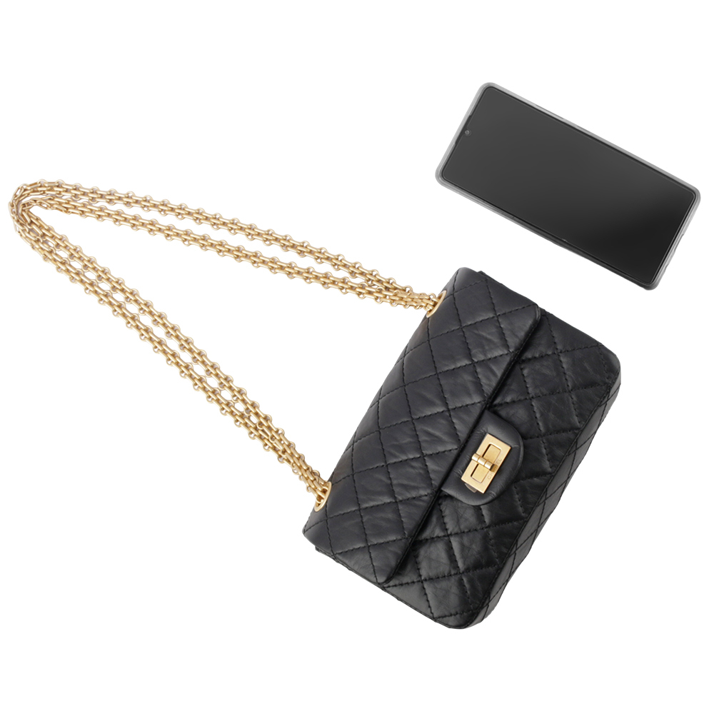 【CHANEL】復古小牛皮2.55迷你口蓋包(黑色) AS0874 Y04634 94305