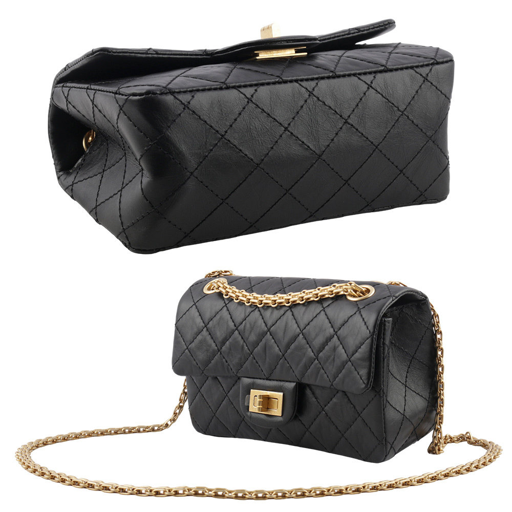 【CHANEL】復古小牛皮2.55迷你口蓋包(黑色) AS0874 Y04634 94305