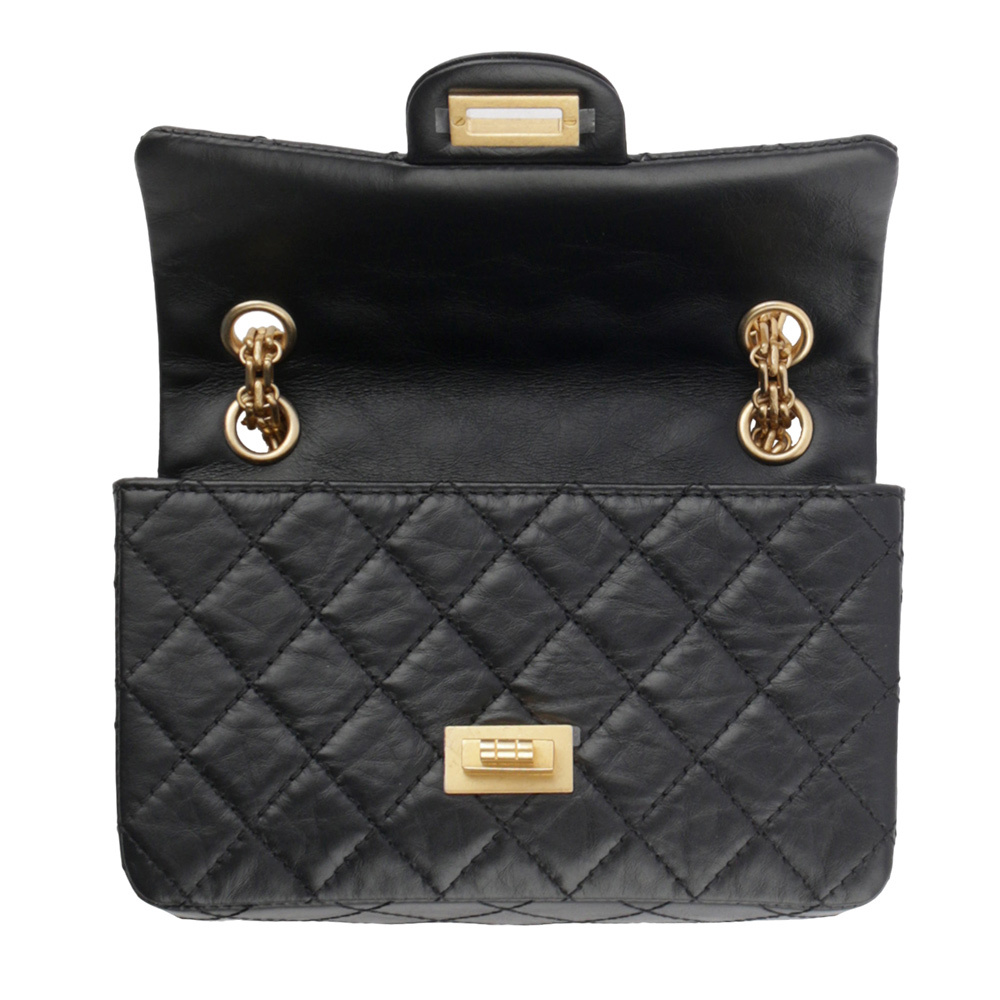 【CHANEL】復古小牛皮2.55迷你口蓋包(黑色) AS0874 Y04634 94305