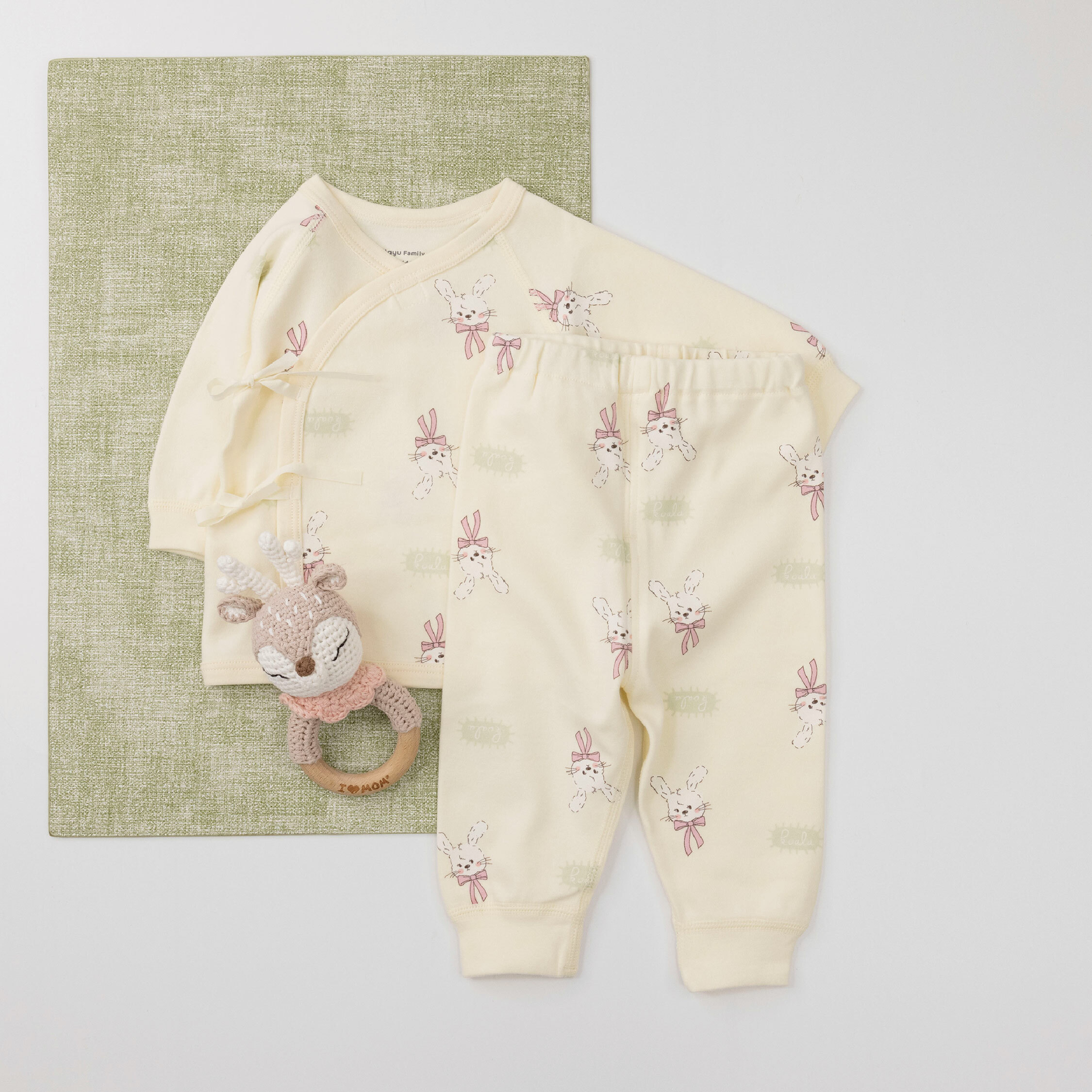 衣拉語【JG3258】滿版字母兔兔玩偶質感套裝＊二色