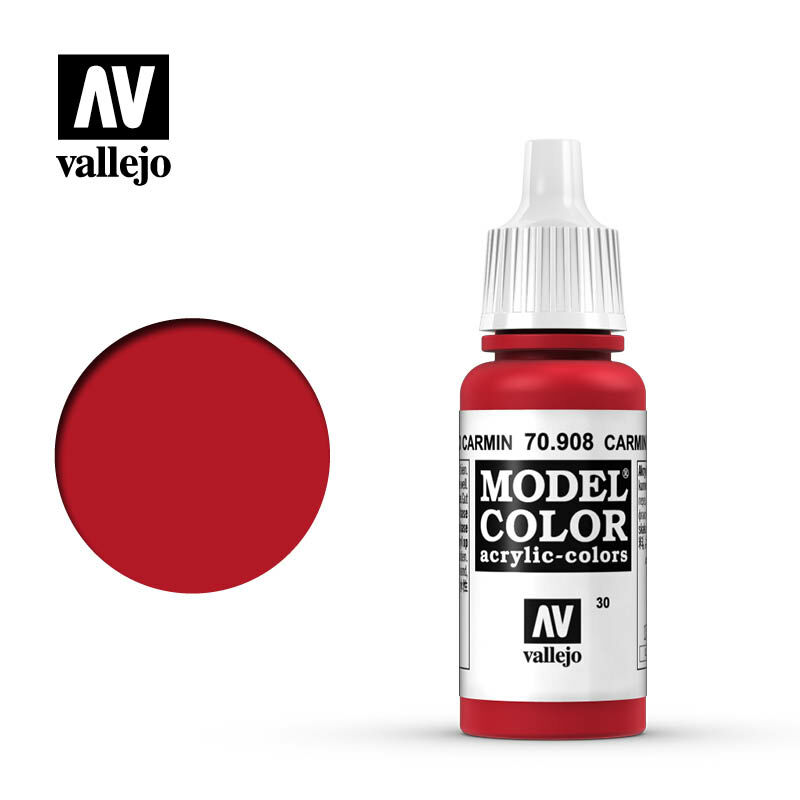 Acrylicos Vallejo 70.908 模型漆030 胭脂紅 Carmine Red 17ml